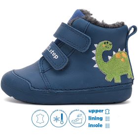   D.D.Step Első lépés Dínós sötétkék bélelt baba cipő