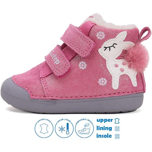 D.D.Step Első lépés Őzikés rózsaszín bélelt baba cipő 