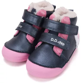D.D.Step Macis éjkék-pink bélelt baba cipő