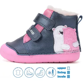 D.D.Step Macis éjkék-pink bélelt baba cipő