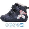 D.D.Step Barefoot Madárkás kék bélelt baba cipő