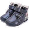 D.D.Step Barefoot Madárkás kék bélelt baba cipő