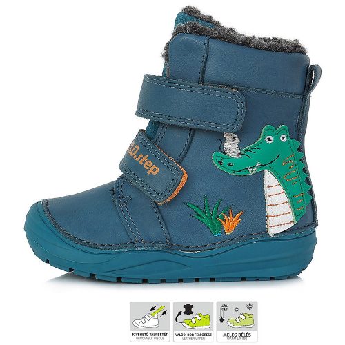 D.D.Step Krokodilos kék bélelt baba cipő 
