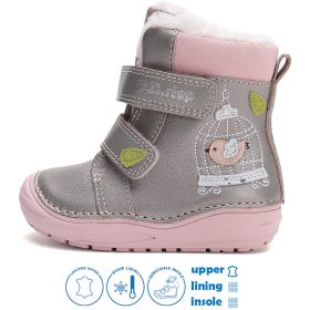 D.D.Step Madárkás ezüst bélelt baba cipő 