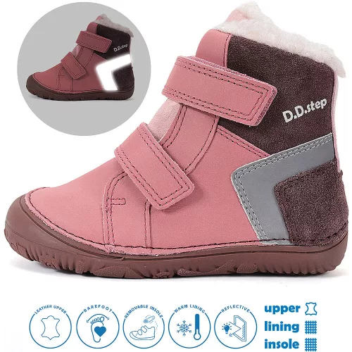 D.D.Step Barefoot Rózsaszín-bordó bélelt kislány cipő