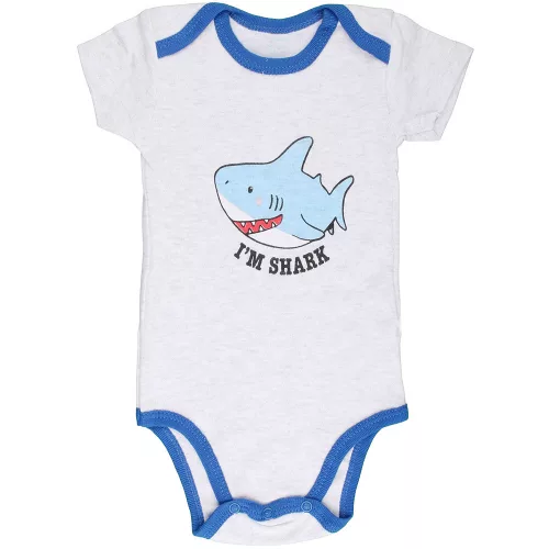 Cápás szürke baba body