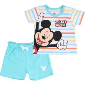 Mickey egér csíkos-türkiz baba szett