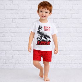 Jurassic world T-Rex fehér-piros kisfiú pizsama