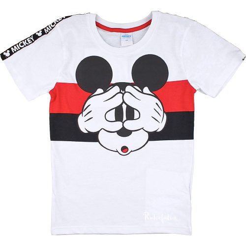 Mickey egér piroscsíkos fiú póló