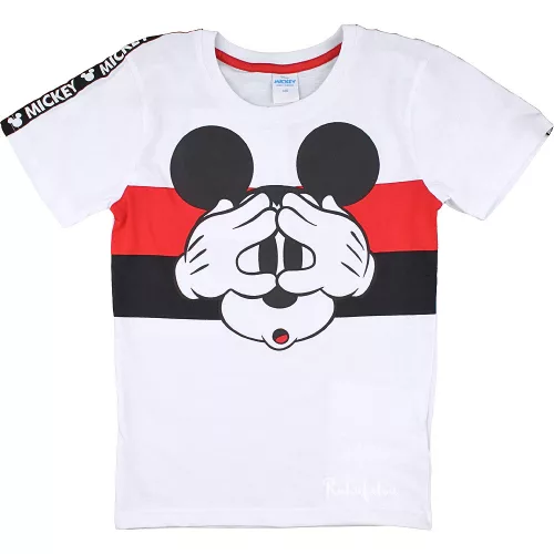Mickey egér piroscsíkos fiú póló