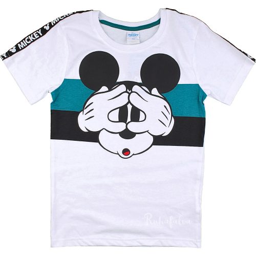 Mickey egér zöldcsíkos fiú póló