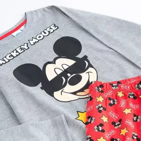 Mickey egér Star szürke-piros kisfiú pizsama