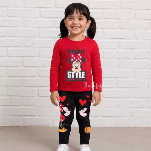 Minnie egér és Mickey fekete kislány leggings