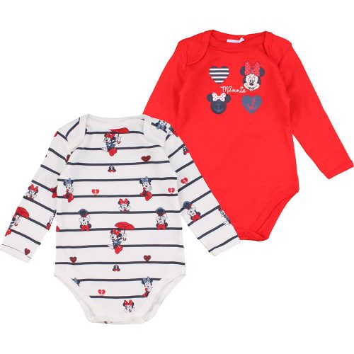 Minnie egér piros-csíkos baba body szett