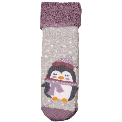 Katamino Pingvines szürke vastag kislány zokni