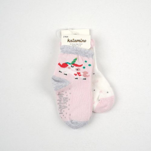 Katamino Unikornis-fehér vastag zokni baba szett