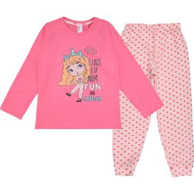 DomiKids Kislányos-pöttyös rózsaszín lány pizsama