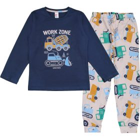 DomiKids Munkagépes kék fiú pizsama
