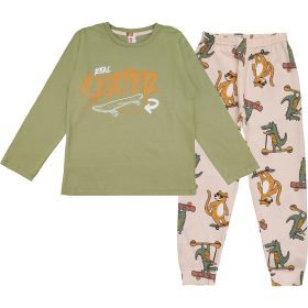 DomiKids Kheki-állatos fiú pizsama