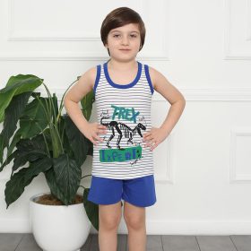 DomiKids Dínós-kék fiú pizsama