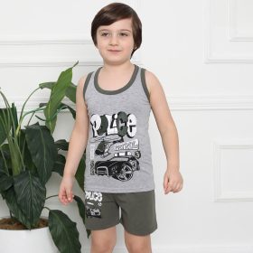 DomiKids Police szürke-kheki fiú pizsama