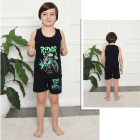 DomiKids Rider éjkék fiú pizsama