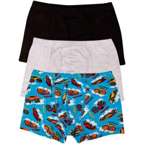DomiKids Járműves szürke-kék fiú 3 db-os boxer szett