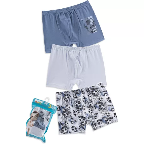 DomiKids Focis kék fiú 3 db-os boxer szett