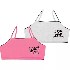 Domikids Pink-szürke cicás 2 db-os melltartó szett