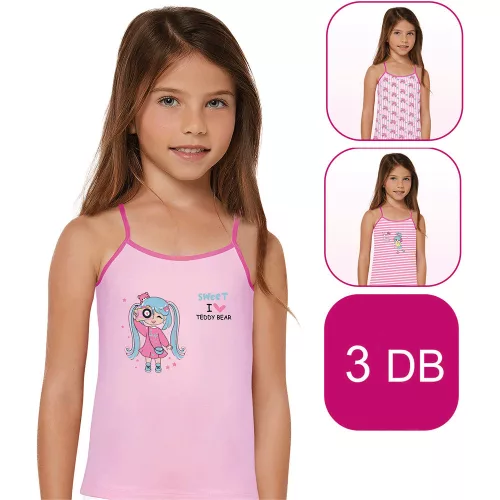 Domikids Csíkos-rózsaszín lány 3 db-os trikó szett