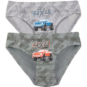   DomiKids Terepjárós szürke-kheki fiú 2 db-os alsónadrág szett