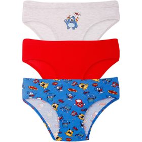   DomiKids Szörnyes szürke-piros fiú 3 db-os alsónadrág szett