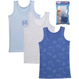DomiKids Kontrolleres kék-szürke fiú 3 db-os trikó szett