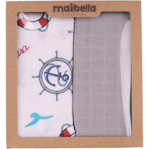 Maibella Vasmacskás-szürke baba textilpelenka szett