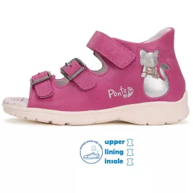Ponte20 Szupinált Cicás magenta kislány szandál