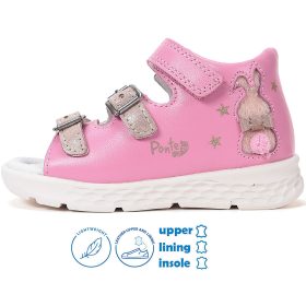   Ponte20 Szupinált Nyuszis rózsaszín-arany pillekönnyű kislány szandál