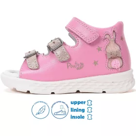   Ponte20 Szupinált Nyuszis rózsaszín-arany pillekönnyű kislány szandál