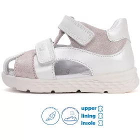   Ponte20 Szupinált Fehér-bronz zártorrú pillekönnyű kislány szandál