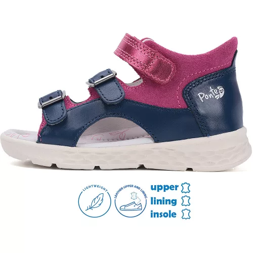 Ponte20 Szupinált Kék-fukszia pillekönnyű kislány szandál