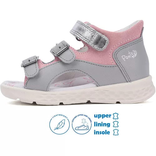 Ponte20 Szupinált Szürke-rózsaszín pillekönnyű kislány szandál