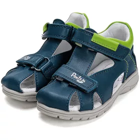   Ponte20 Szupinált Sötétkék-lime zártorrú kisfiú szandál