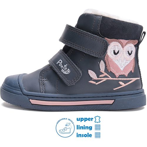 Ponte20 Supinált Baglyos sötétkék bélelt kislány cipő