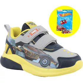   Primigi Hot Wheels szürke-sárga LED fényű kisfiú cipő + ajándék autós kulcstartó