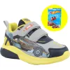 Primigi Hot Wheels szürke-sárga LED fényű kisfiú cipő + ajándék autós kulcstartó
