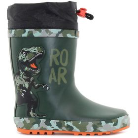 Wink Dínós sötétzöld bélelt kisfiú gumicsizma