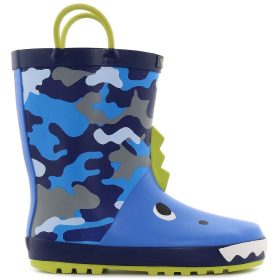 Wink Dínós kék-terepmintás bélelt kisfiú gumicsizma