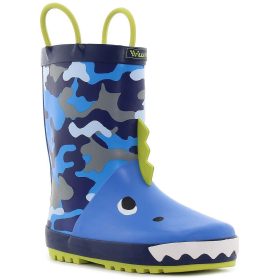 Wink Dínós kék-terepmintás bélelt kisfiú gumicsizma