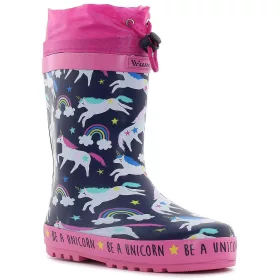 Wink Unikornis kék-pink bélelt kislány gumicsizma
