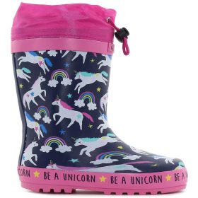 Wink Unikornis kék-pink bélelt kislány gumicsizma