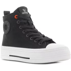 Wink Fekete magasszárú női vászoncipő